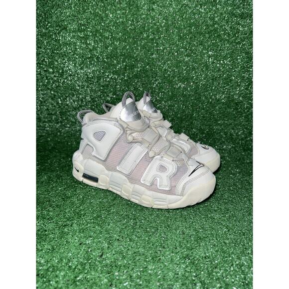 Nike Air More Uptempo Thank You, Wilson White Grey Athletic Shoes Kids Size 4Y - Picture 1 of 9